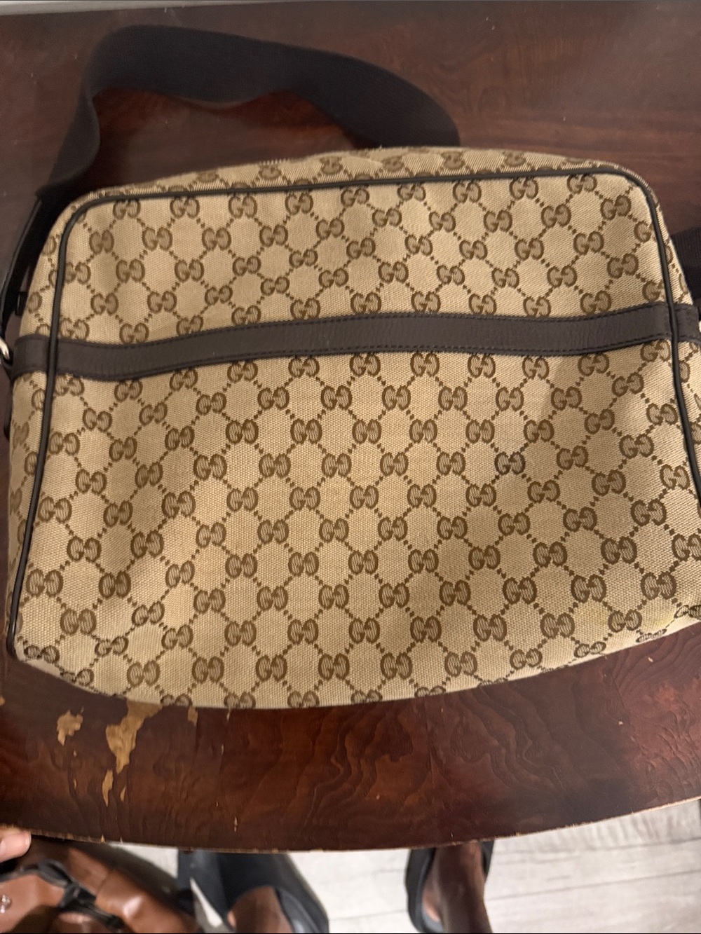 Gucci Beige and Brown GG Canvas Crossbody Messenger